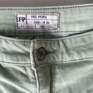 Free people bell bottoms, cute pale green corduroys